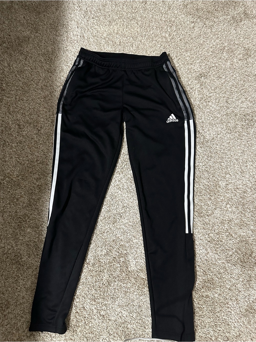 adidas Black Track Joggers with White Three-Stripes